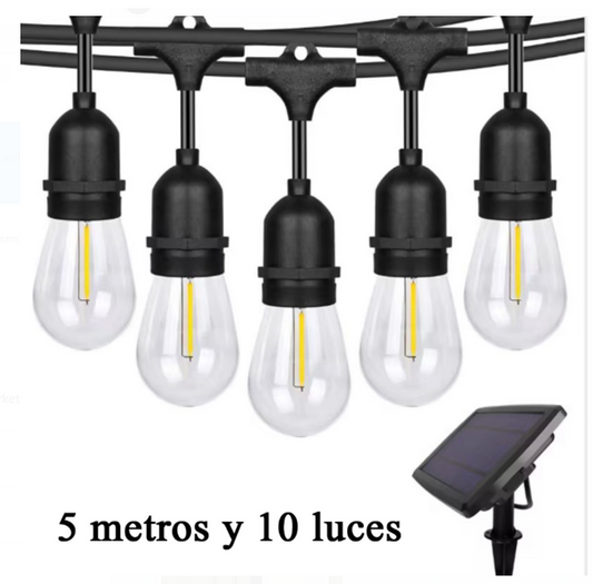 GUIRNALDA PANEL SOLAR 5 METROS 10 LUCES